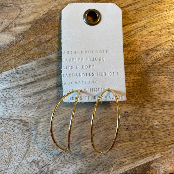 ANTHROPOLOGIE Gold  Earrings  Delicate 1” HalfRound Timeless Lightweight $59 NWT - Picture 4 of 11